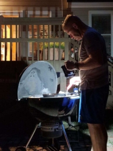 Chef Jay grilling